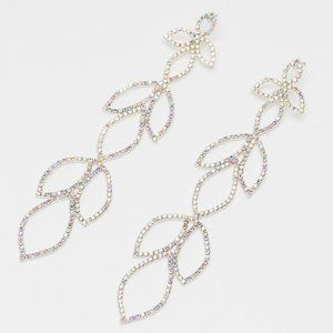 AB Rhinestone 5.25" Long Earrings For Pageant Wedding Formal Event